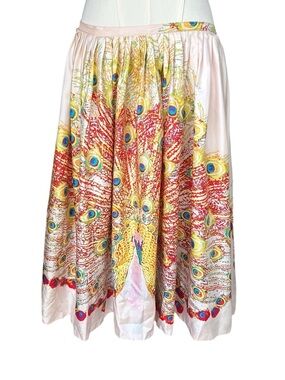 Oilily Peacock Feather Print Whimsical Boho Skirt Euro Size 38